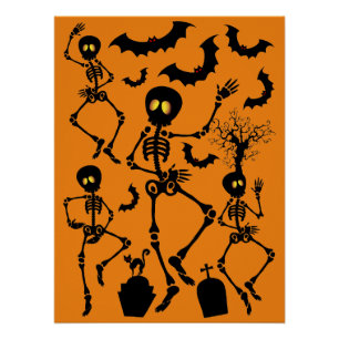 Póster Halloween Skeletons Macabre Dance
