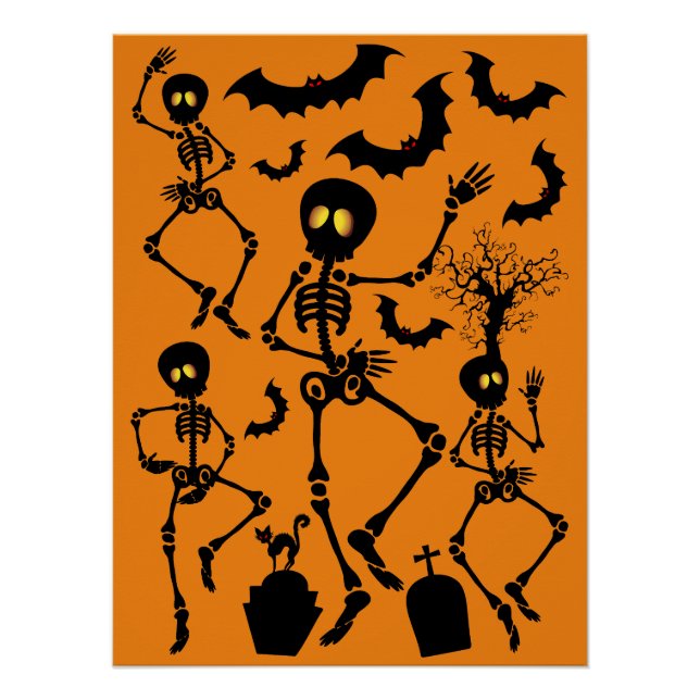 Póster Halloween Skeletons Macabre Dance (Frente)