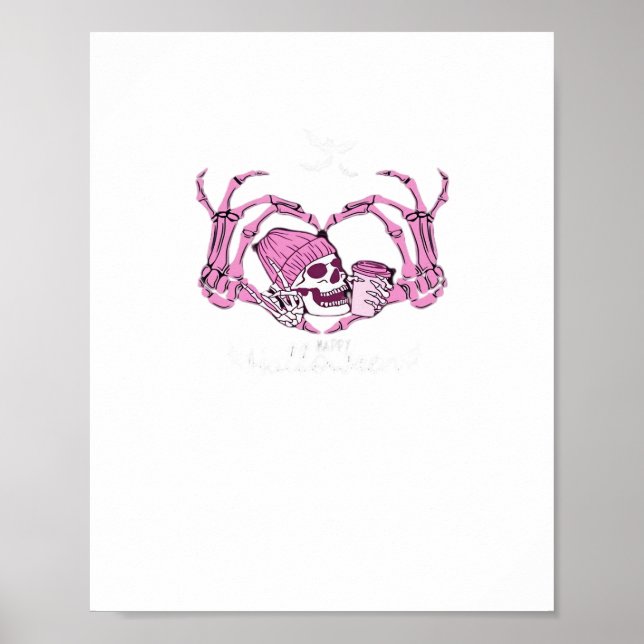 Poster Halloween Skull Heart Hands Skeleton Beanie Design (Frente)