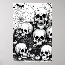 Poster Halloween Skulls Horror, Bats Nightmare