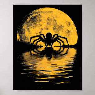 Poster Halloween Spider Full Moon Scary Spooky Figurume P