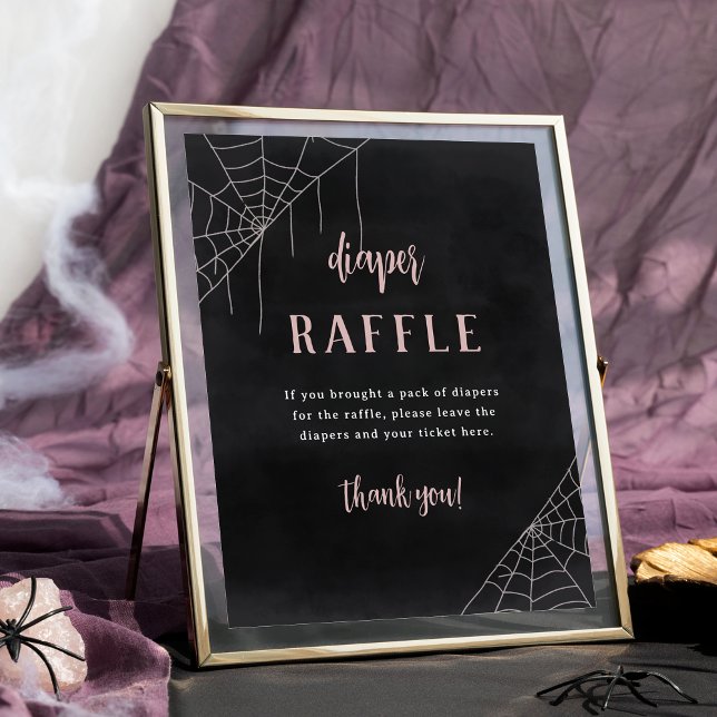 Poster Halloween Spiderweb Baby Shower Diaper Raffle Sign (Criador carregado)