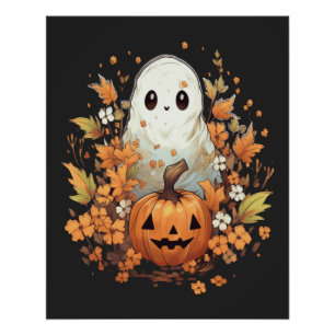 Póster Halloween Spooky Ghost Pumpkin