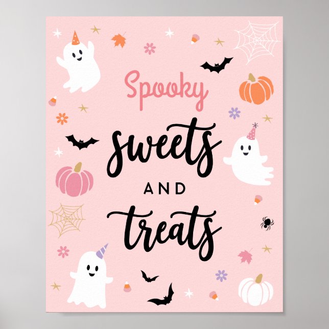 Poster Halloween Spooky Ghost Spooky Sinal de Sweets & Tr (Frente)