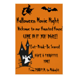 Póster Halloween Spooky Hunted House Movie Night Poster