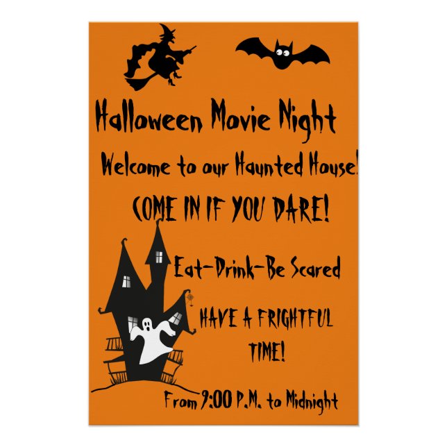 Póster Halloween Spooky Hunted House Movie Night Poster (Frente)