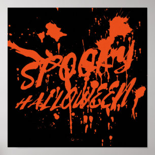 Poster Halloween Spooky Splash Retro Red Orange Horror