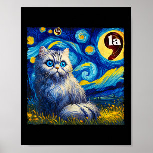 Poster Halloween Starry Night Black Cat Comma La Kamala H