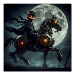 Póster Halloween Steampunk Cavaleiro Sem Cabeça