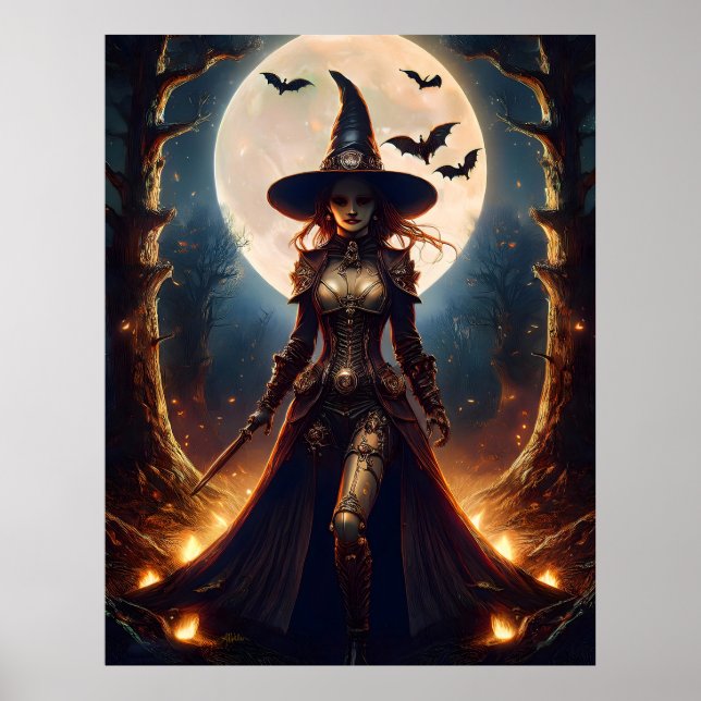 Poster Halloween Steampunk Forest Witch (Frente)