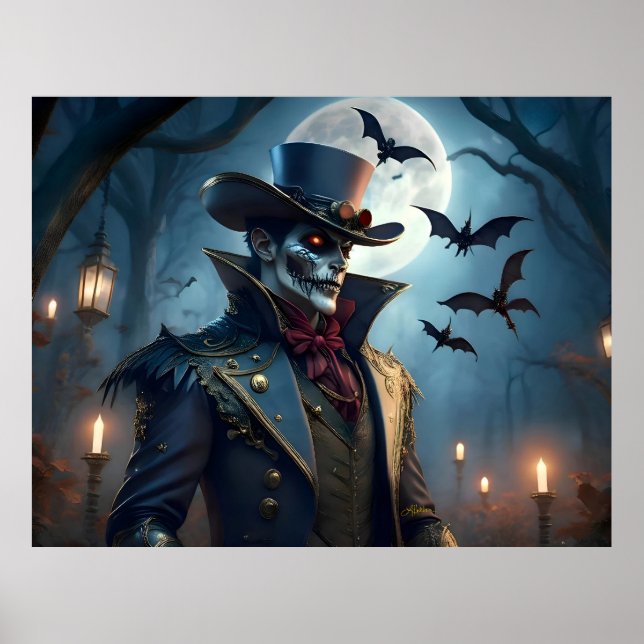 Poster Halloween Steampunk Southern Gothic Zumbi (Frente)