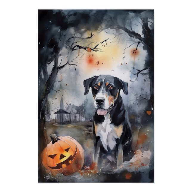 Póster Halloween Suíço Maior Com Abóboras Assustador (Frente)