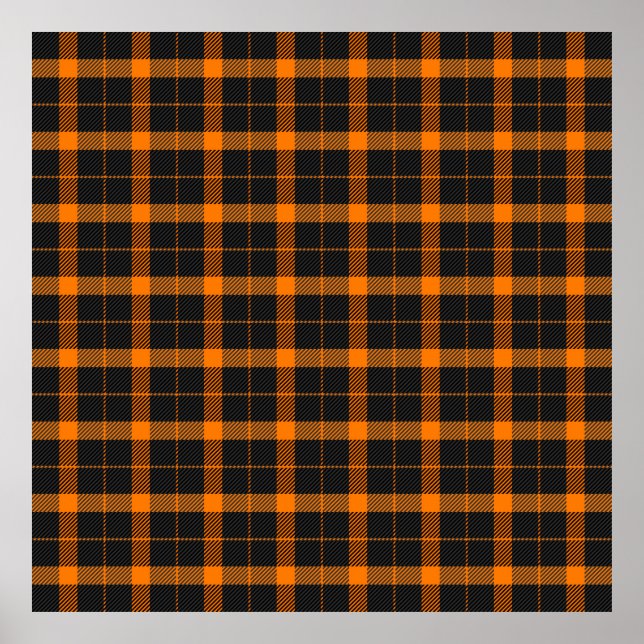 Poster Halloween Tartan plaid. Scottish pattern in orange (Frente)