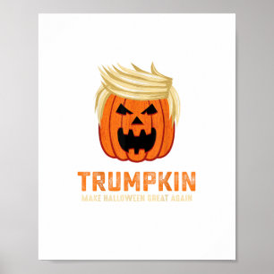 Poster Halloween Trumpkin Engraçado - Slogan Parody Spook