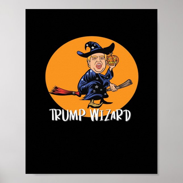 Poster Halloween Ttrump Wizard Engraçado Clássico (Frente)