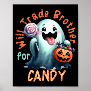 Poster Halloween Vai Trocar Irmão Por Doce Fantasma Crian