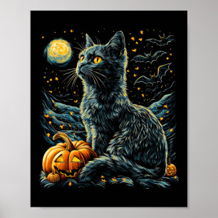Poster Halloween Van Gogh Starry Night Black
