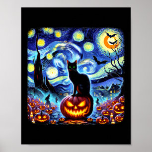 Poster Halloween Van Gogh Starry Night Black