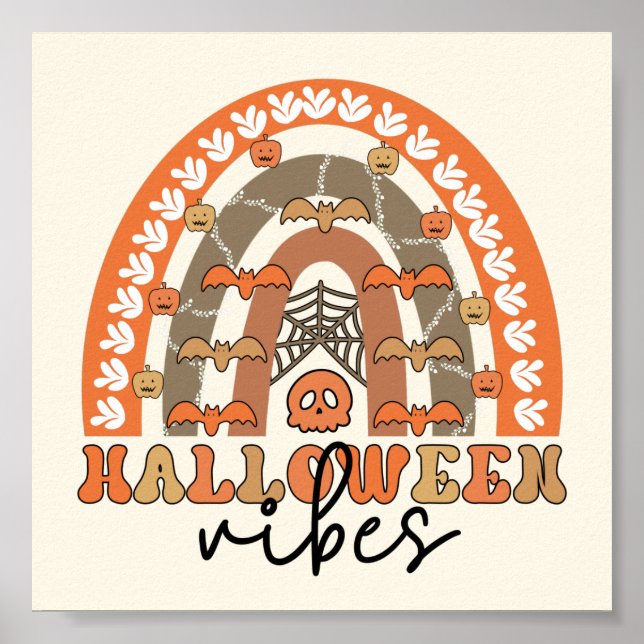 Poster Halloween Vibes Boho Rainbow Fall Halloween (Frente)