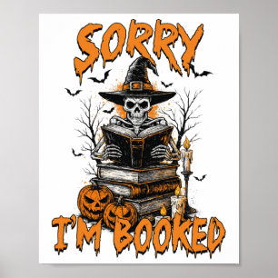 Poster Halloween Vibes Lendo Livro Sobrevoando Livraria D