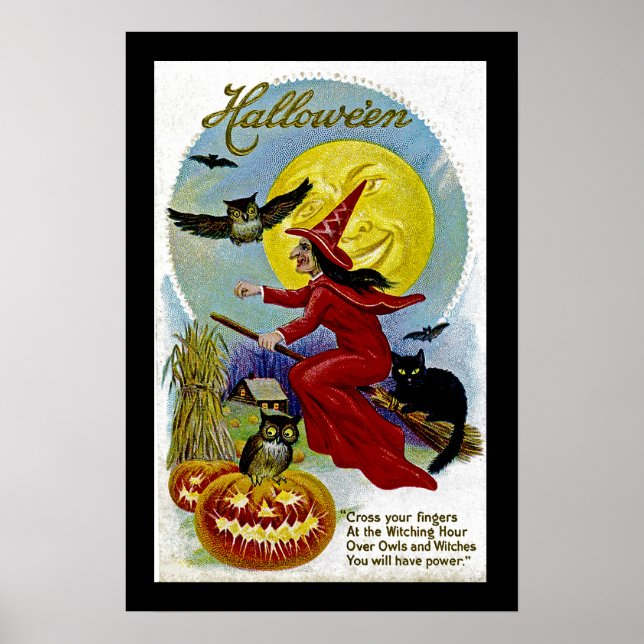 Poster Hallowe'en Whitch e Moon (Frente)