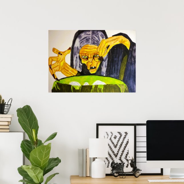 POSTER HALLOWEEN WITCH E SUA CAULDRON (Escritório em casa)