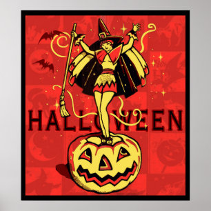 Póster Halloween Witch Girl (safra)
