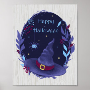 Poster Halloween Witch Hat Wreath