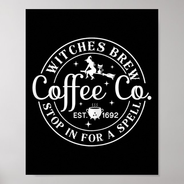 Poster Halloween Witch Motif - Bruxas Invadem Café E Co (Frente)