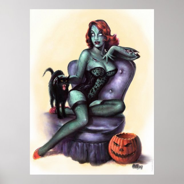 Poster Halloween Zombie Girl Pin Up (Frente)