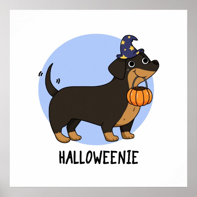 Poster Halloweenie Funny Sausy Cão Pun (Frente)