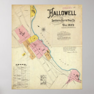 Poster Hallowell, Kennebec County, e Maine
