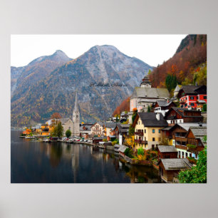 Poster Hallstatt, paisagem de outono na Áustria