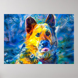Poster Halo: Retrato de um German shepherd