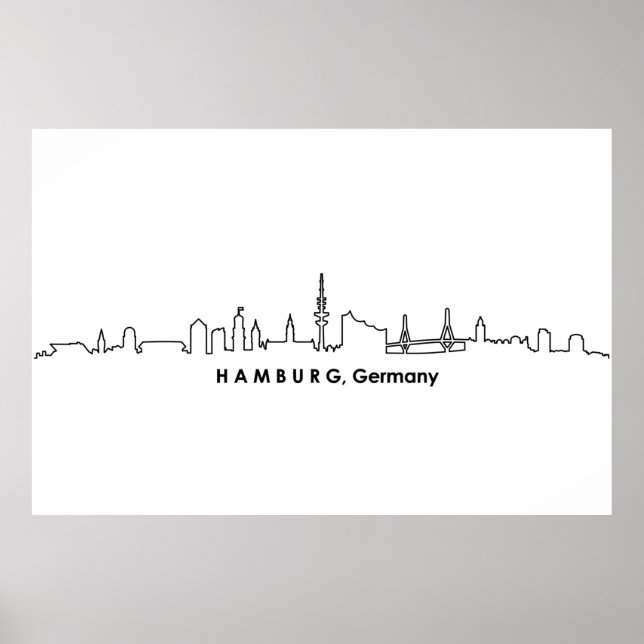 Poster HAMBURG Elbe Alemanha City Skyline Silhouette (Frente)