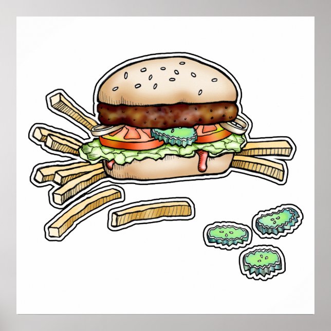 POSTER HAMBURGER ( BURGER) E FRIOS (Frente)