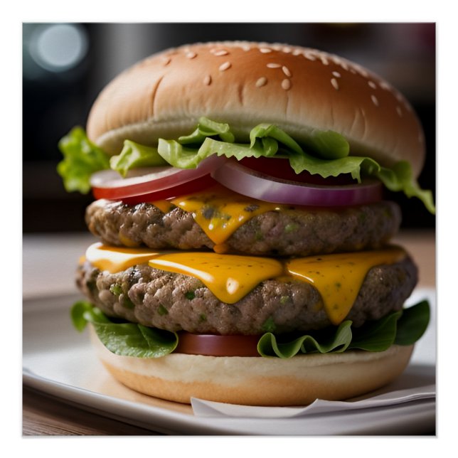 Póster Hamburger com queijo (Frente)