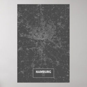Póster Hamburgo, Alemanha (branco a preto)