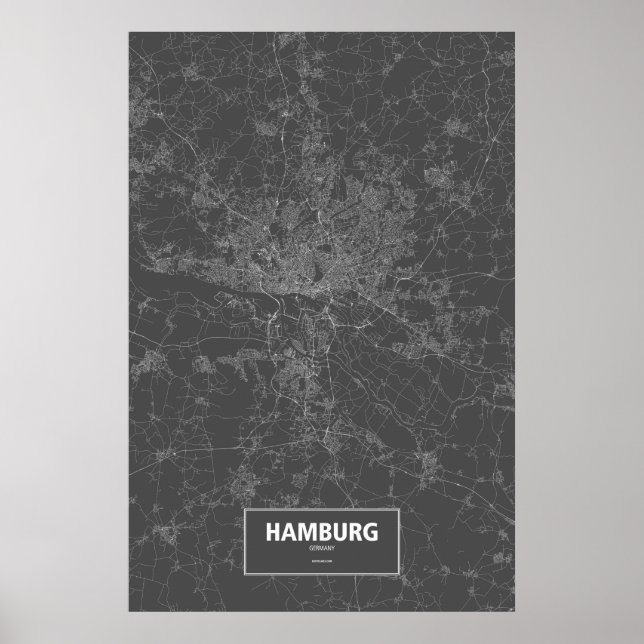 Póster Hamburgo, Alemanha (branco a preto) (Frente)