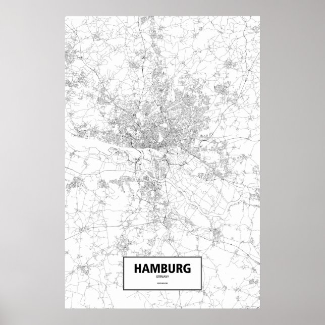 Poster Hamburgo, Alemanha (preto a branco) (Frente)