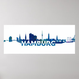 Poster Hamburgo Alemanha Skyline Silhouette