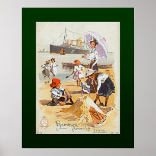 Poster Hamburgo-Amerika Lines~SS Victoria Luise~Children~