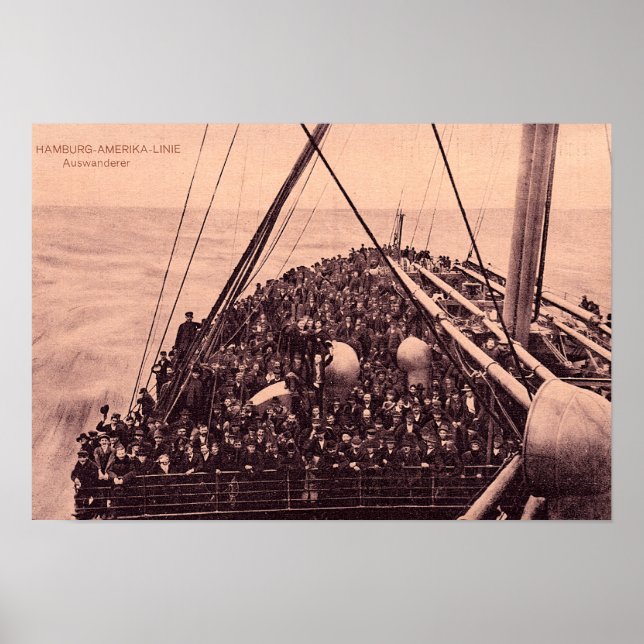 Poster Hamburgo Amerika Linie, Auswanderer Emigrantes 191 (Frente)