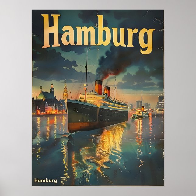 Poster Hamburgo Harbor Vintage (Frente)