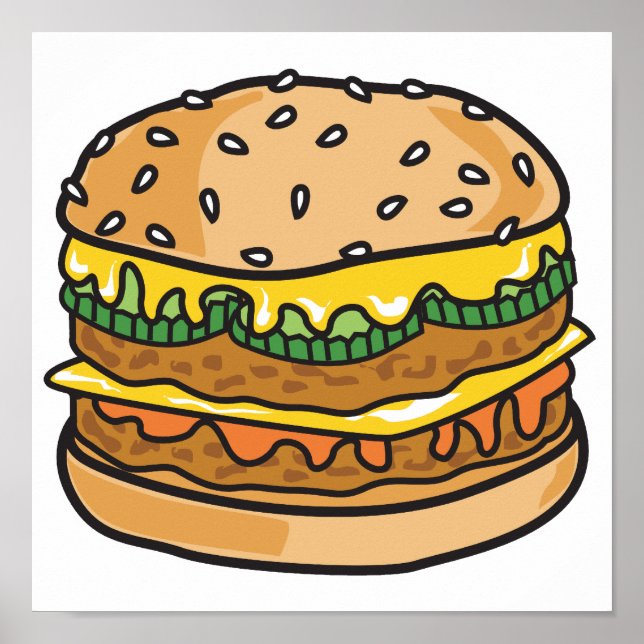Póster hambúrguer de queijo retro (Frente)