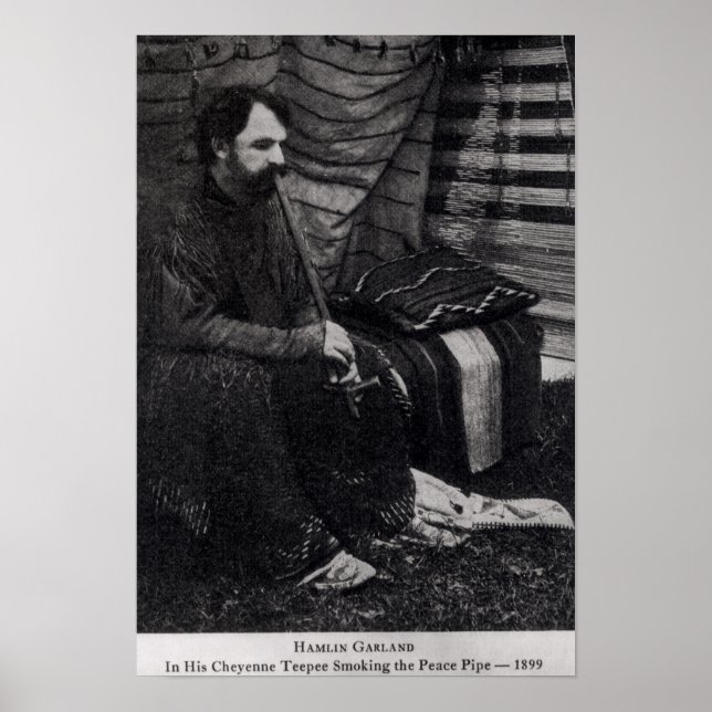 Póster Hamlin Garland em seu Cheyenne Teepee Smoking (Frente)