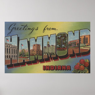 Poster Hammond, Indiana - Large Letter Scenes