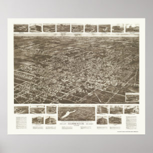 Poster Hammonton, mapa panorâmico de NJ - 1926