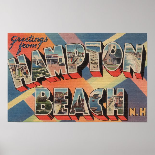 Poster Hampton Beach, New Hampshire - Letra Grande 2 (Frente)