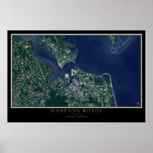 Póster Hampton Roads Virginia Do Space Satellite Map